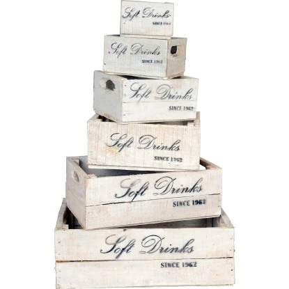 Deko Holzkisten-Set Softdrinks 6-tlg. Weiß 3 Deko Holzkisten-Set Softdrinks 6-tlg. Weiß