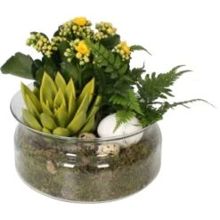 Osterarrangement In Glasschale Topf-Ø Ca. 20 Cm